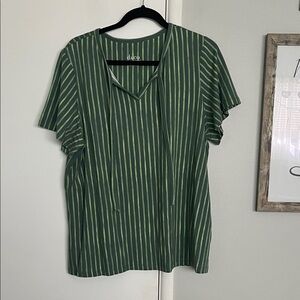 Abrand Forest Green and Cream Striped Tee